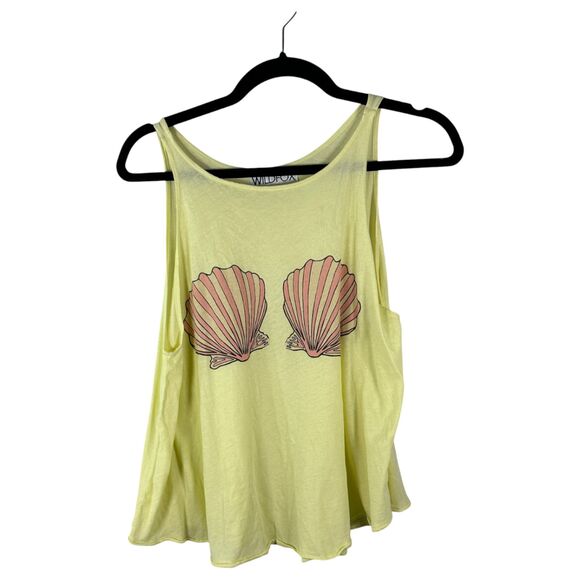 Wildfox Yellow Pink Shell Sleeveless Tank Top Size Medium - Picture 3 of 7